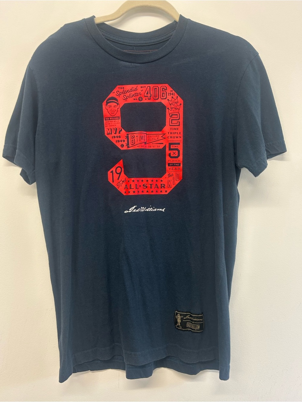 Navy Short-Sleeve Graphic Tee with Red Number Print